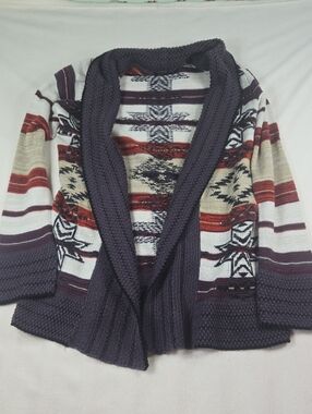 BCBGMaxAzria Shawl-Collar Cardigan in Cream, Rust and Dark Blue